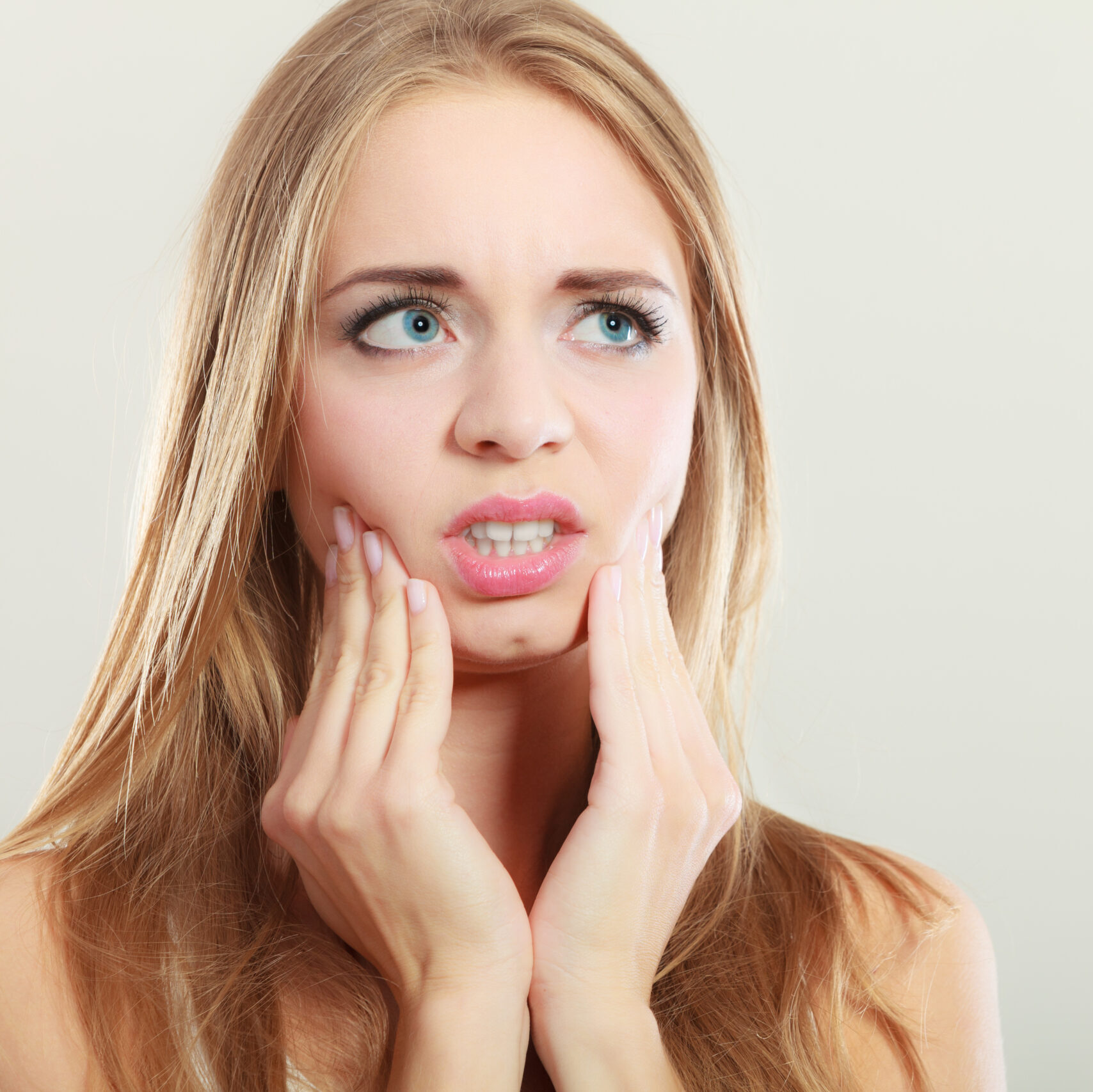 Dental,Care,And,Toothache.,Closeup,Young,Woman,Face,Worried,Girl